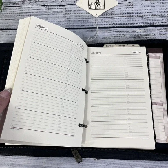 Vintage 1998 Shafmaster Amboldi Black Leather Office Day Planner Address Book - Picture 14 of 16